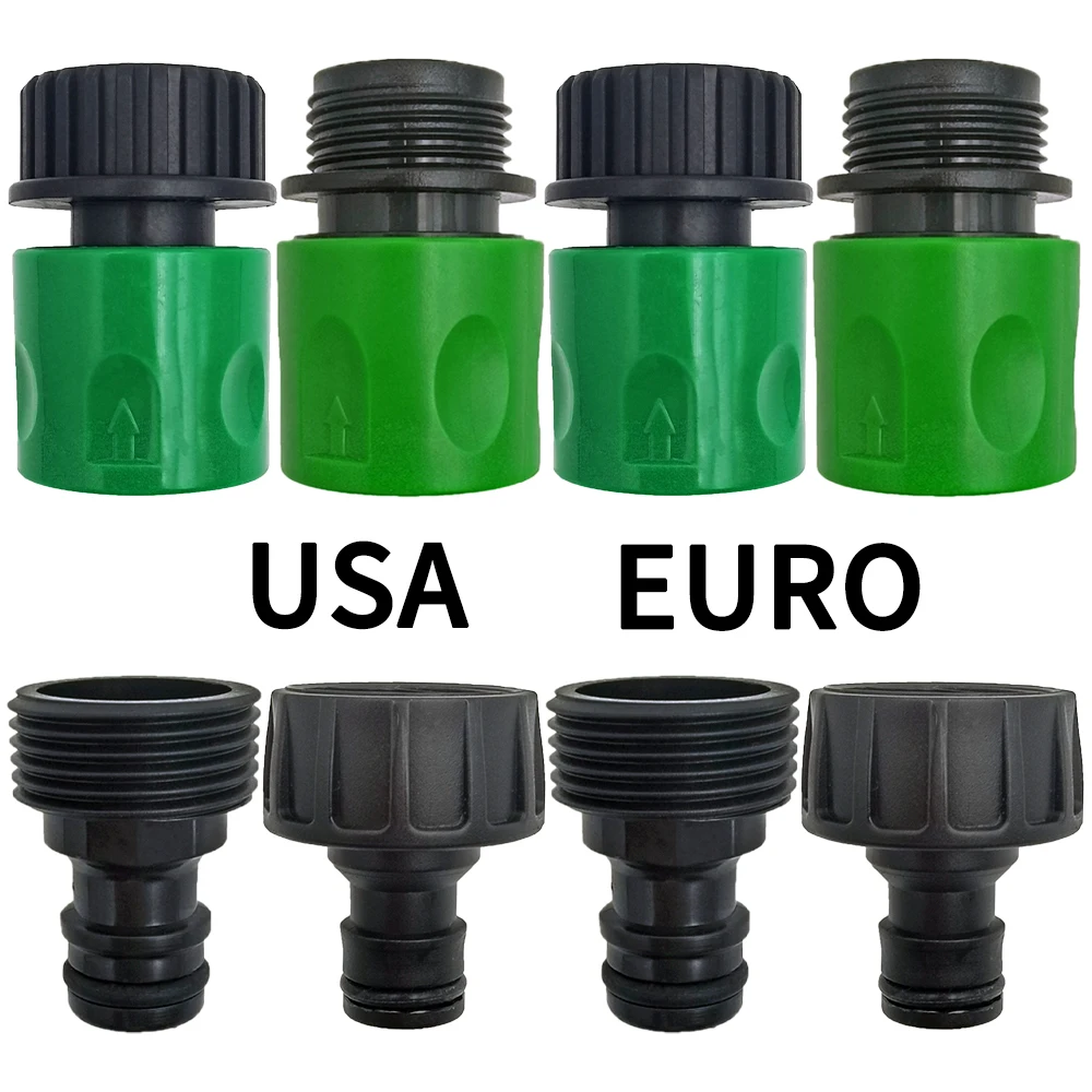 Adaptateur de Tuyau Fileté Mâle pour Tuyau de Jardin, Connecteur Rapide, EURO USA, Système d'Arrosage et d'Irrigation Goutte à Goutte, 3/4 Pouces