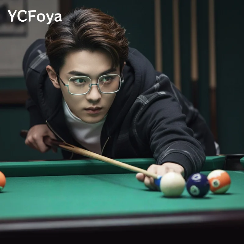 YCFoya Men's Ultra Light Billiards Snooker Glasses Gaming / Office Eyewear Half-frame Big Size for Playing Nine Ball T001