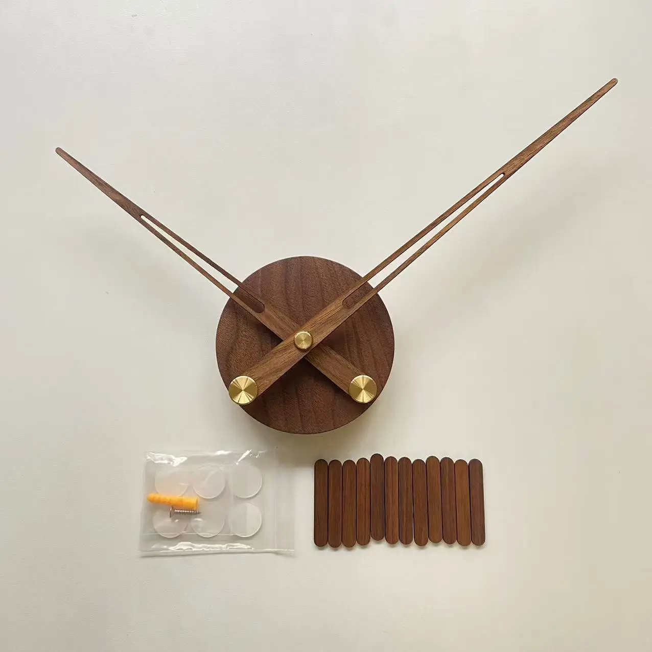 Large Wood DIY Wall Clock Parts Living Room Decoration Wooden Wall Watch with Big Clock Hands Suitable for 60-70CM