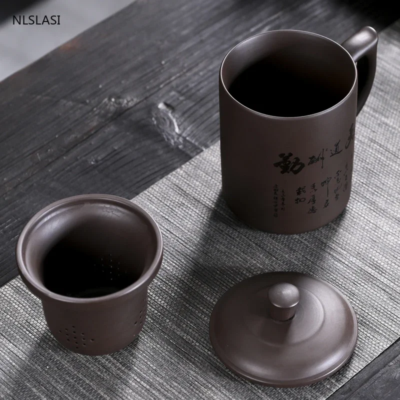 Yixing Purple Clay Filter liner teacup handmade Tea Set Convenient travel Tea Cups Chinese Tea Ceremony Office Drinkware