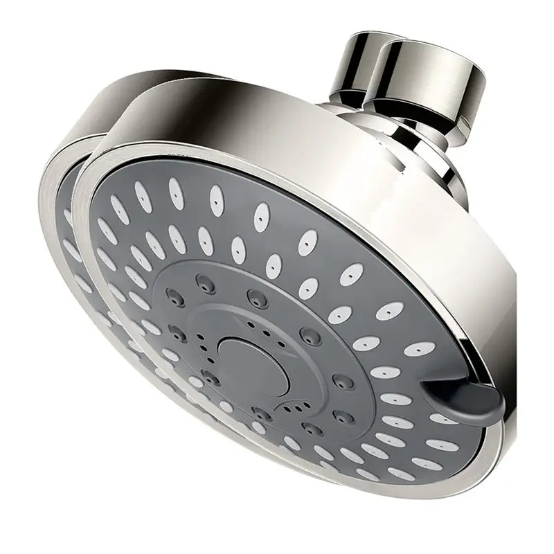 ABGG-Shower Head- High Pressure(5-Modes), High Flow Fixed Design In Brushed Nickel(4 Inch)