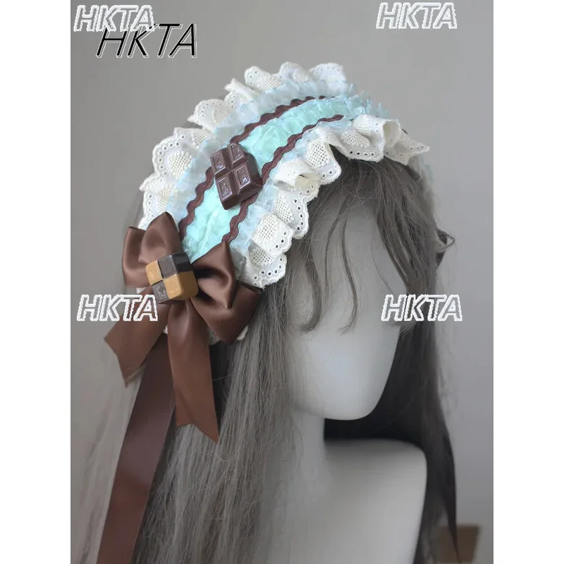 DY20الأصلي اليدوية لوليتا الأشياء الصغيرة كعكة قبعة أفضل قبعة النعناع الشوكولاته تصميم عقال لوليتا إكسسوارات الشعر زوج كليب Wome