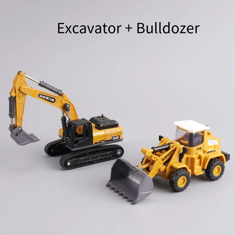 1:70 Mini Engineering Diecast Car Set Forklift Excavator Bulldozer Construction Vehicle Inertia Alloy+Plastic Toys for Children