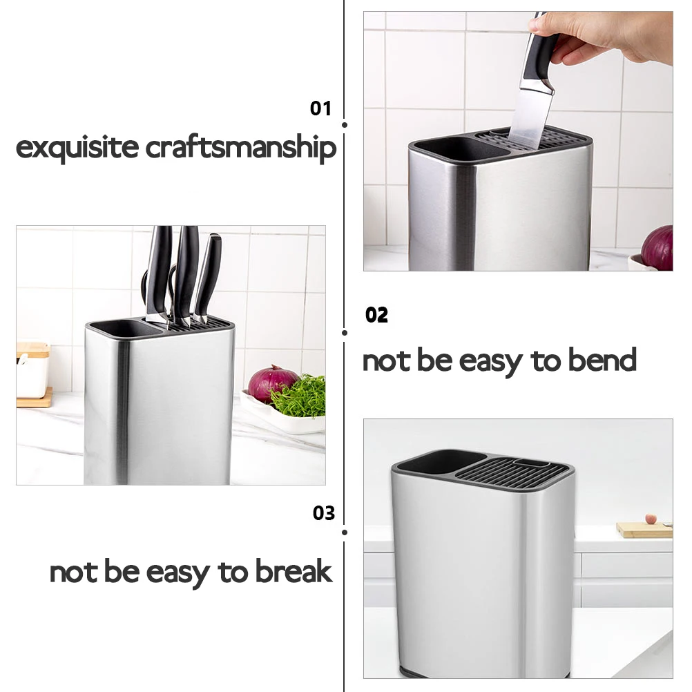 

Premium Knife Holder for Kitchen Steel Cutlery Organizer Drawer Rack with Drainage Holes Fork Bucket Storage Container Tableware
