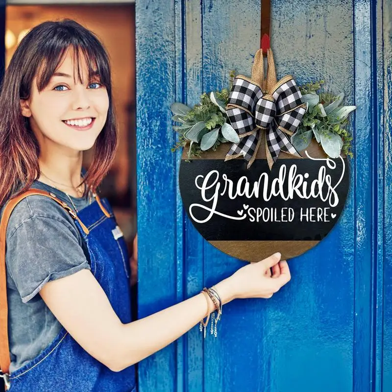 

Welcome Sign For Front Door Letter Print Front Porch Door Decor Welcome Door Hanger Stylish Front Door Decoration Round Wood