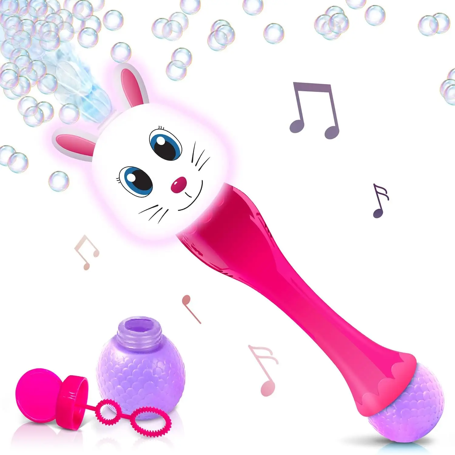 

14" Light Up Automatic Bubble Maker with LED & Music, Bunny Wand for Toddlers, Easter Basket Essentials