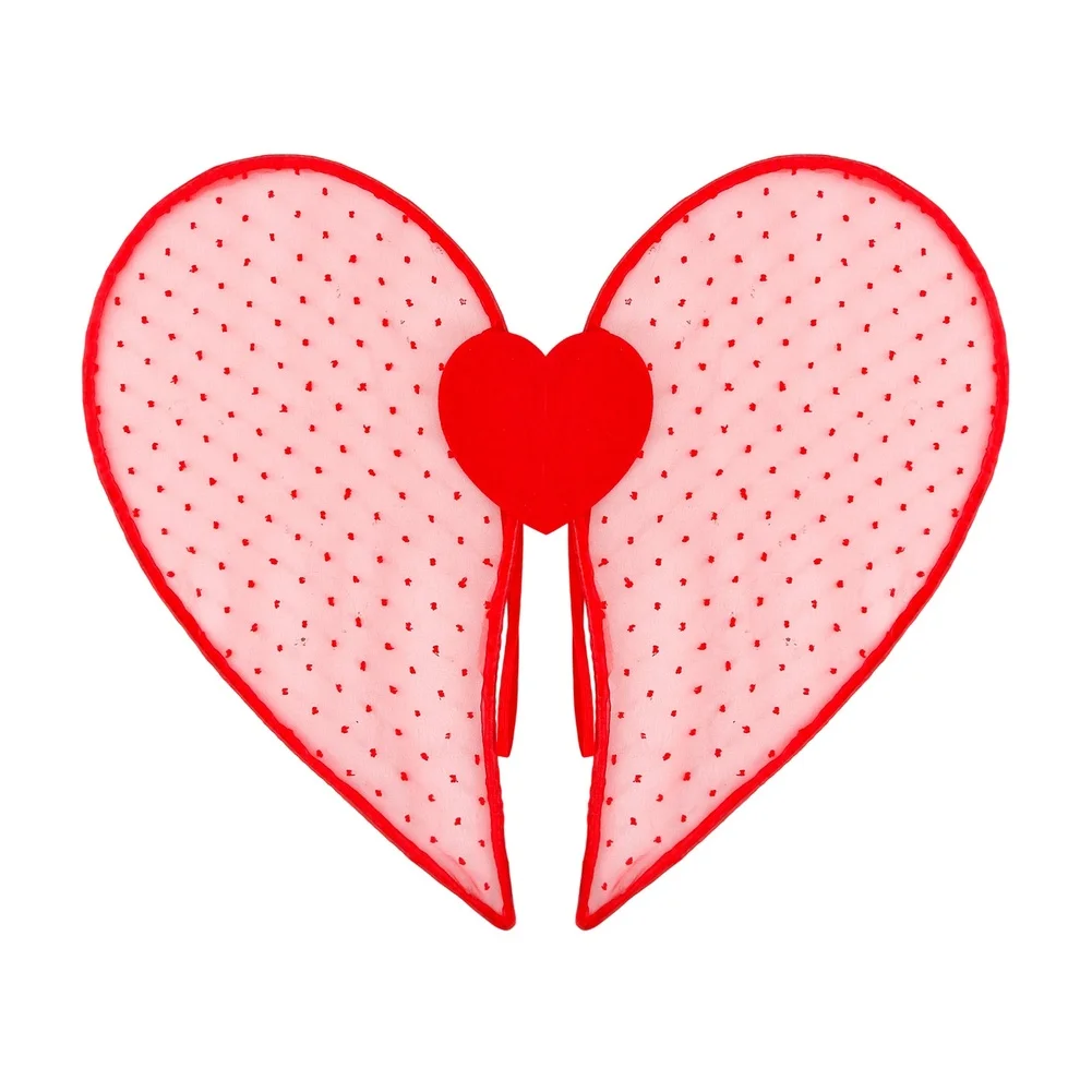 Red Heart Wings Adult Angel Costume with Adjustable Bands Made of Breathable for organza for Party and Performance