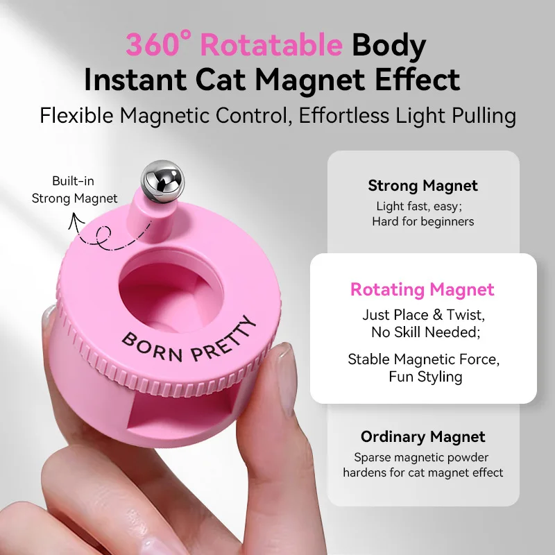 BORN PRETTY Nail Art Cat's Eye Magnet Artifact Super Suction Rotatable Wide Light French Glass Bead Magnet