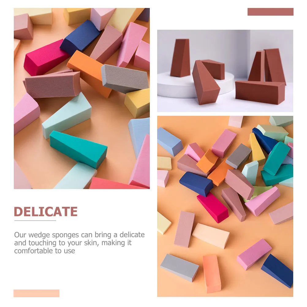 50개 메이크업 스펀지 웨지 크림 컨실러 파우더용 피부 친화적 트라페조이드 블렌더 뷰티 도구