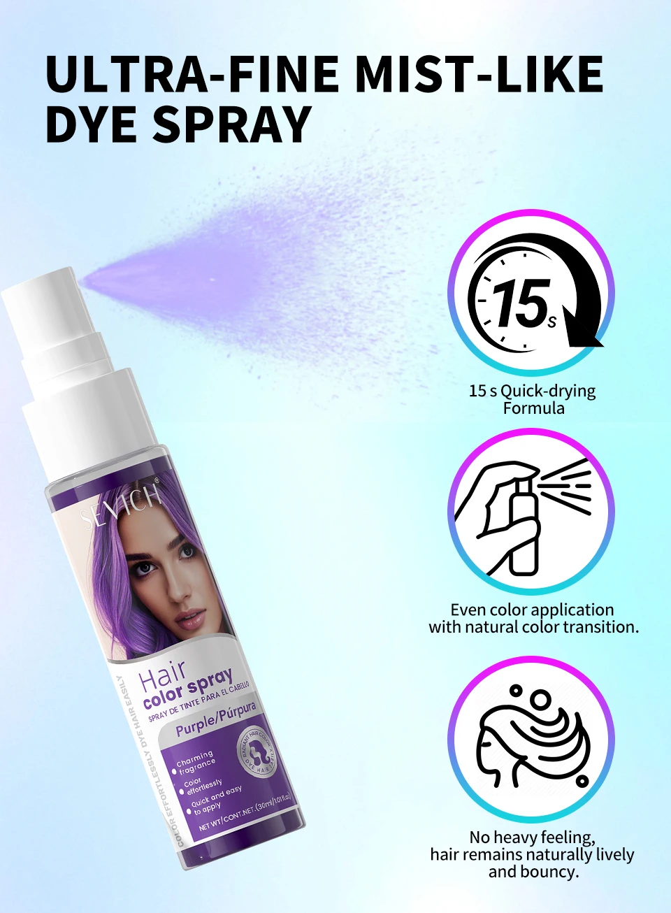 Temporäre Haar Färben Spray Haar Farbe Farbstoff Spray Bunte Haar Styling Produkt 30 ml Für Tägliche Party Cosplay DIY Haar farbe Creme – Detail 4
