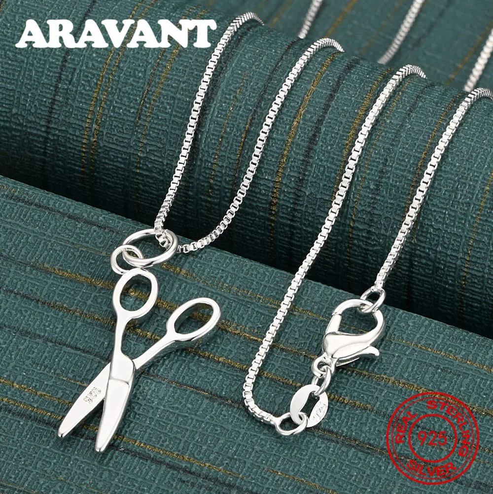 925 Sterling Silver Scissors Pendant Necklace, A Fresh And Elegant Design For Women, Perfect For Engagement Jewelry.