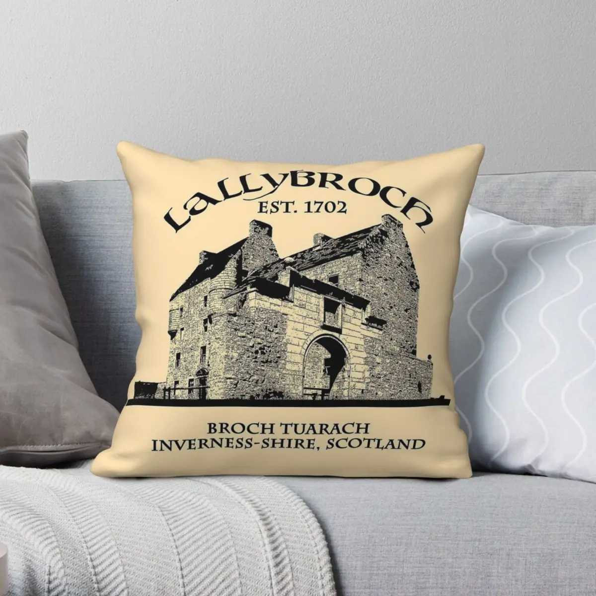 Lallybroch Outlander Pillowcase Polyester Linen Velvet Pattern Zip Decor Sofa Cushion Cover Wholesale