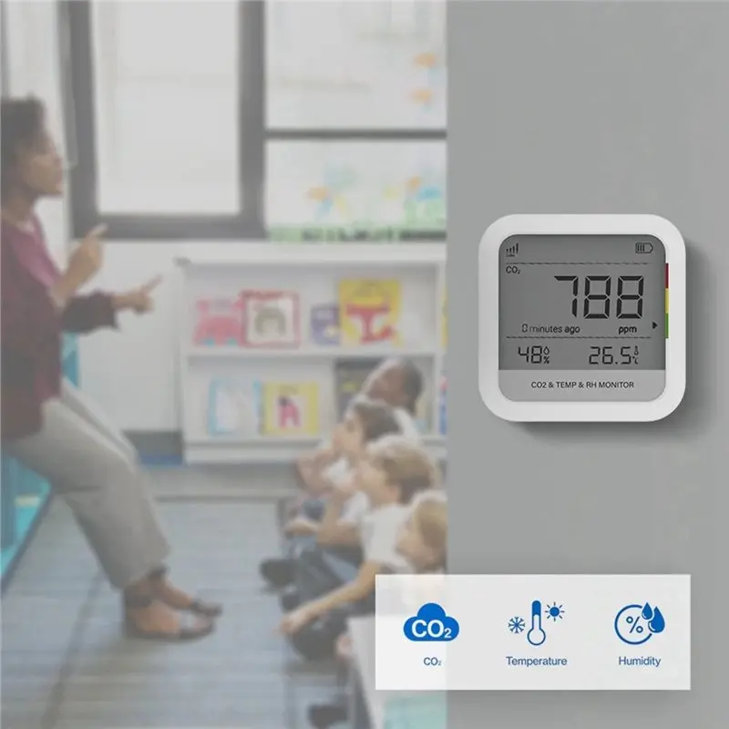 Lorawan CO2 Temperature Humidity Monitor NDIR Analysis Built-In Buzzer Alarm CO2 Temp RH Monitor 915MHZ-A68E
