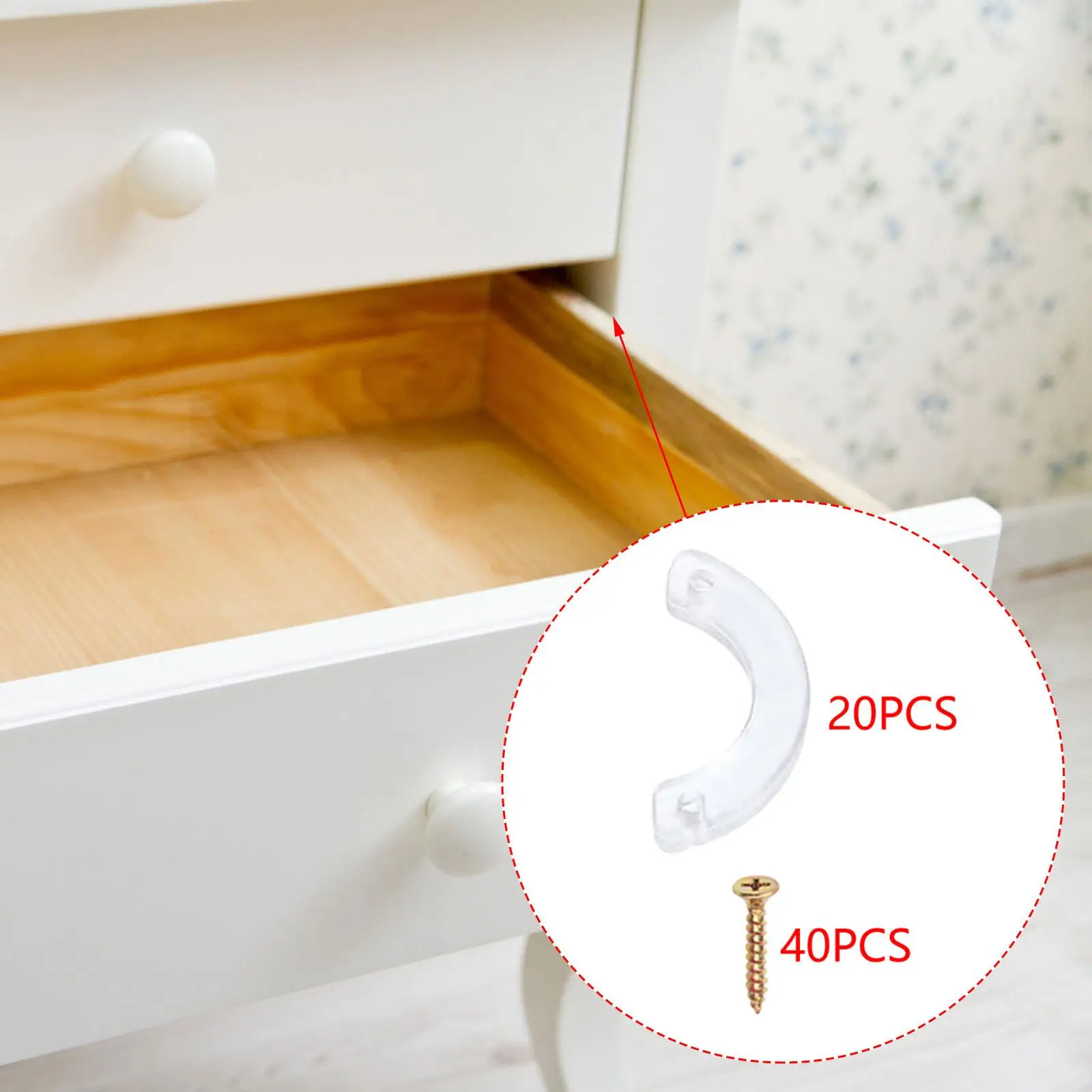Drawer Sliding Stop Anti Slip Furniture Parts Plastic Replacement with Screws for Dresser Storage