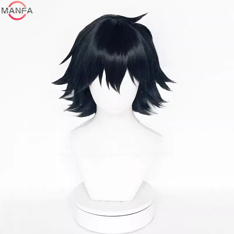 Ranpo Edogawa Cosplay Wig Cosplay Short Black Heat Resistant Hair Anime Cosplay Wigs + Wig Cap
