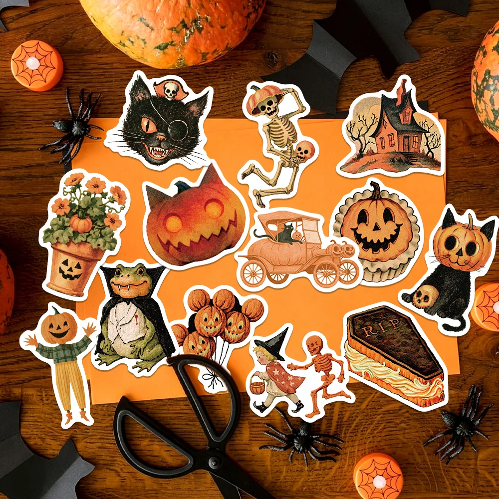 50 Stück Retro-Halloween-Aufkleber Vintage-Kürbis-Geister-Graffiti-Aufkleber für Laptop, Handy, Scrapbook, Tagebuch, DIY-Ästhetik-Aufkleber – Detail 10