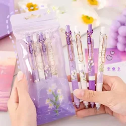 1/4pcs Cute Little Daisy Automatic Neutral Pens 0.5mm Black Ink Press Pens Kawaii Gel Pens Korean Stationery for School Office