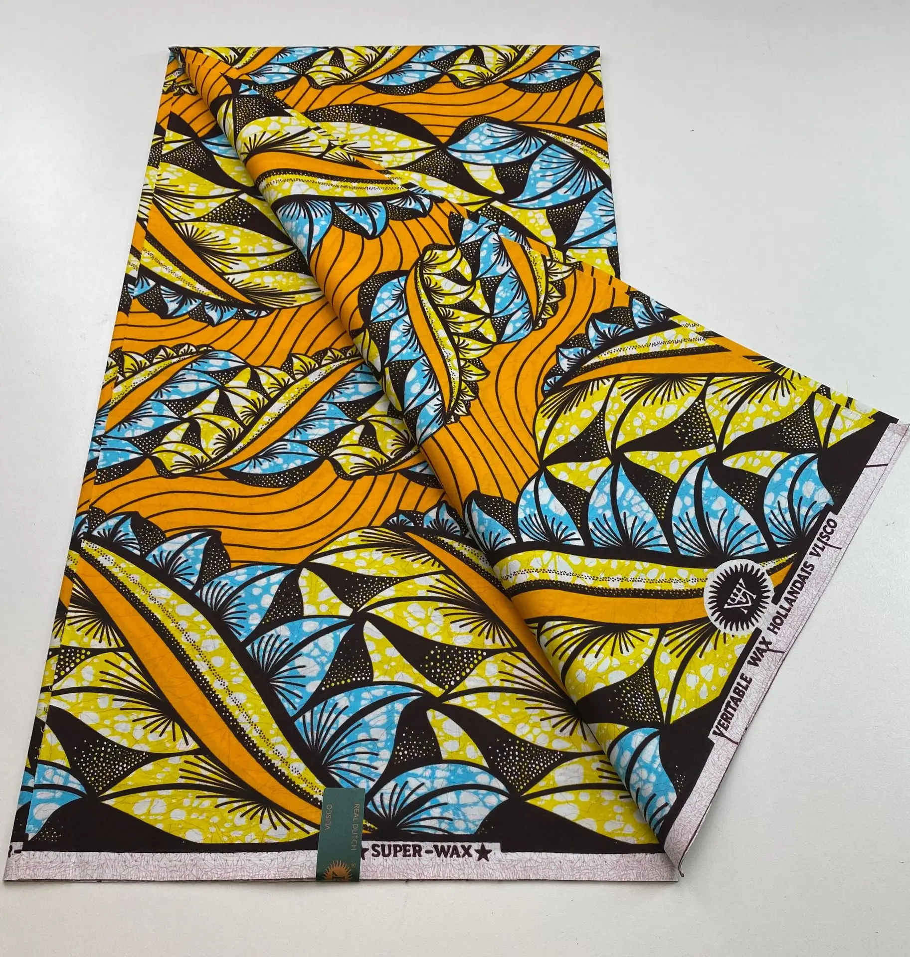 

2025 Veritable Wax Pagne African Super Real Holland Wax Оригинальный 6 ярдов 100% хлопок, кружевное платье в стиле батик, голландское набедренное платье, Лидер продаж