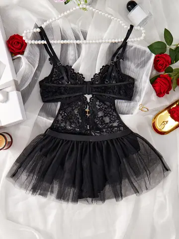 sexxy Set Open Bodysuit Underwear For Women Lace Perspective Night Skirt sexx Costumes Erotic Lingerie Corsets bra and panty set