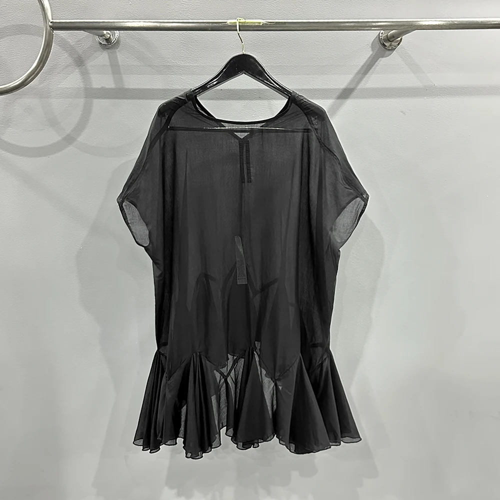 Women's T Shirt Gothic High Street Bottoming Shirts Clothing Oversize Summer Black Short Sleeve Shirt