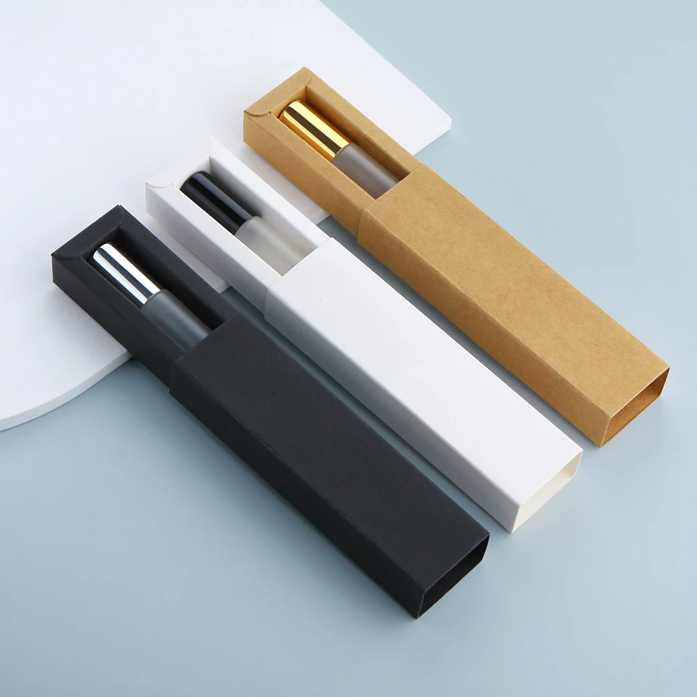 30pcs 15ml Frosted Glass Perfume Bottle With Paper Box High Quality Refillable Spray Bottles Custom LOGO Pay Extra