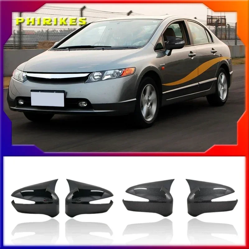 Mirror Cover For Honda Civic FD6 2006 2007 2008 2009 2010 2011 2012 Accessory Bright Black Case CAR Shield