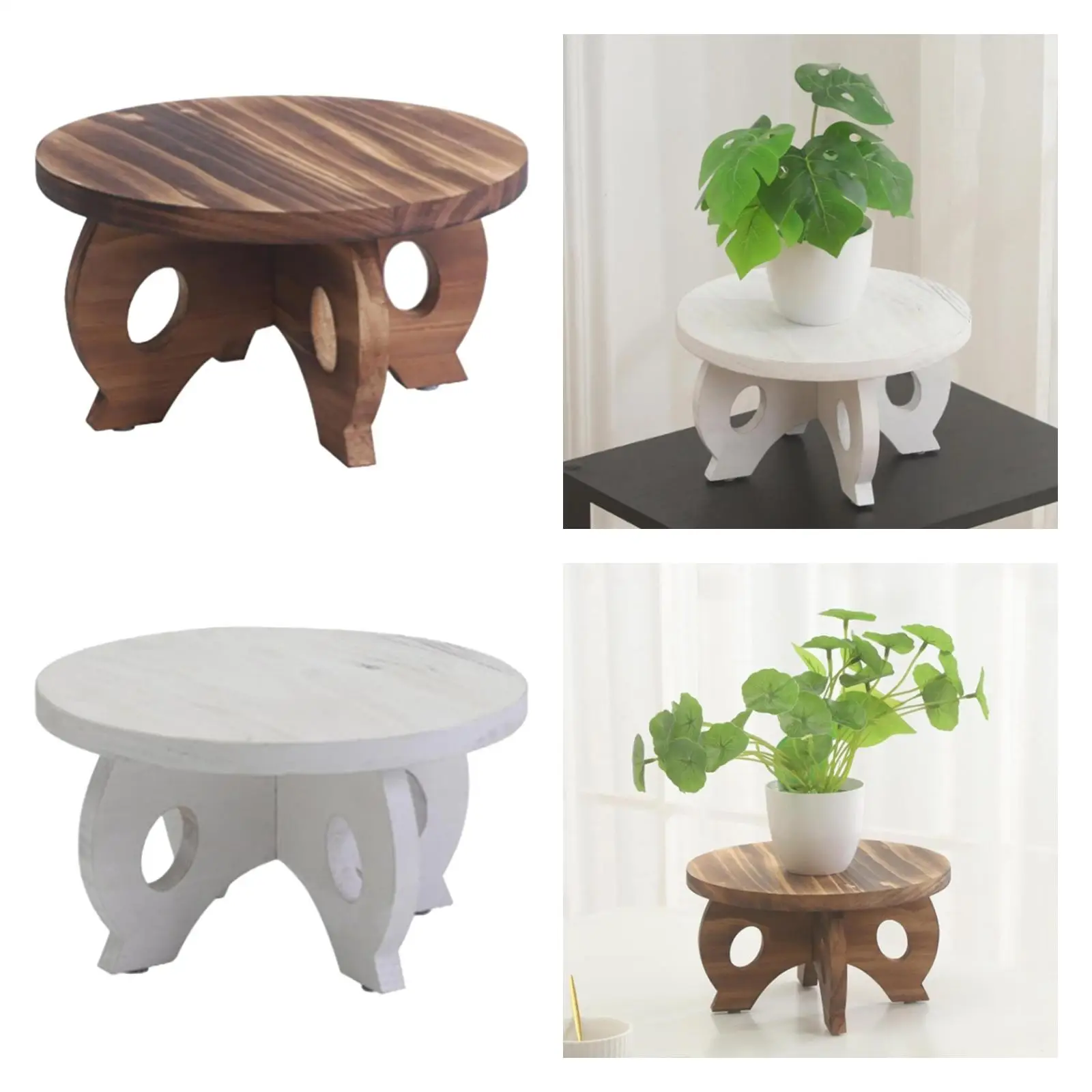حامل نباتات خشبي مستدير لغرفة النوم في الهواء الطلق حامل وعاء الزهور رف زارع طاولة النبات لرف غرفة المعيشة خارج زاوية المكتب
