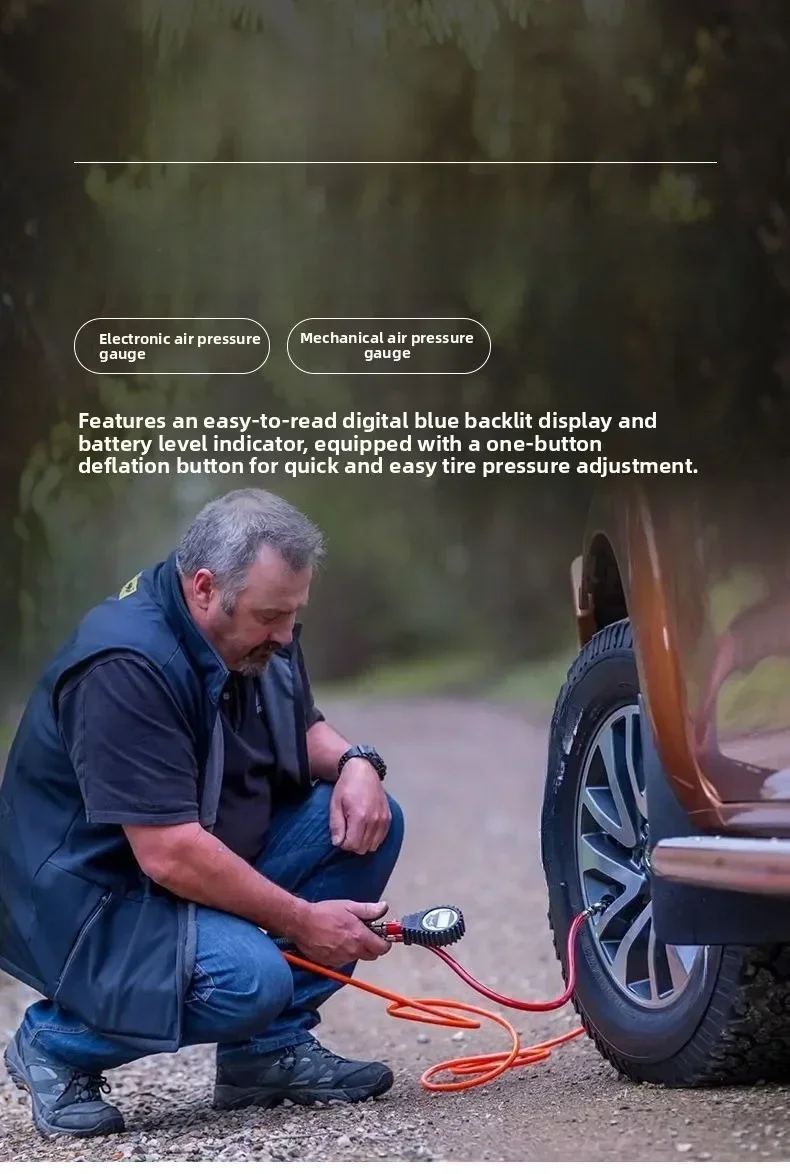 Durable  Inflation Meter Tire Pressure Meter Auto Tire High-precision Mechanical Monitor Digital Display Electronic Inflation
