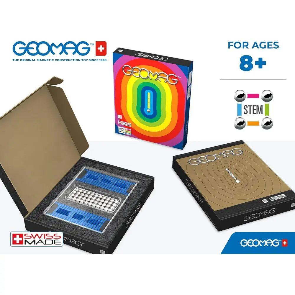 Magneti STEM blu Geomag 248pz su misura per bambini 8+: set da costruzione in plastica riciclata