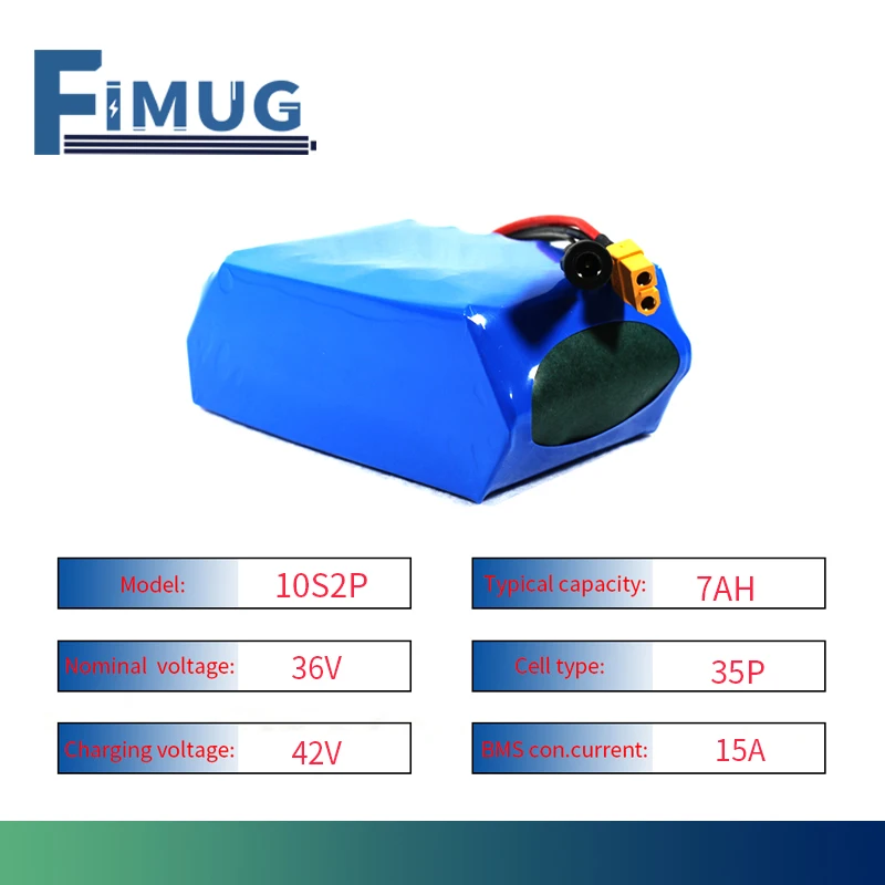 

10S2P 7Ah 36V Scooter 18650 Battery Pack 15A BMS with temperature control balance Used for Electric Bicycles, Scooters, Ebike