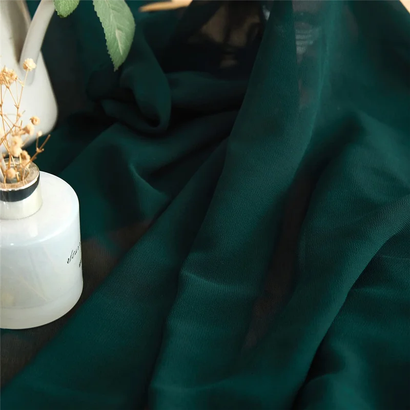 

N83R 30X300cm Gauze Tablecloth Table Decoration For Romantic Wed Parties Dark Green Chiffon Tablecloth