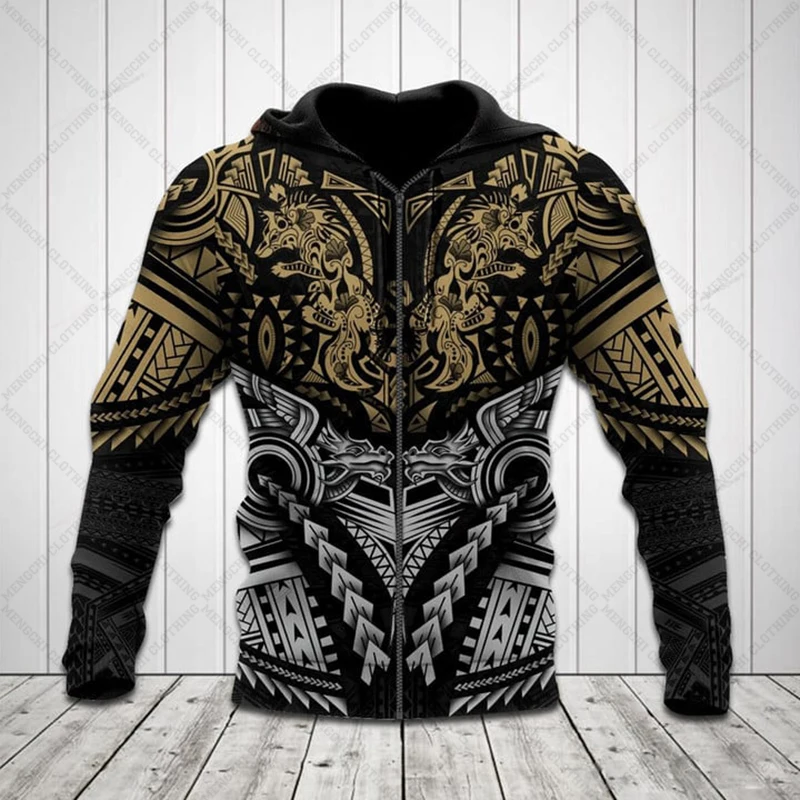 Custom Name Polynesia Pattern Zipper Hoodies Loose Unisex Oversize Sweatshirts Winter Casual Streetwear Tops Pullover