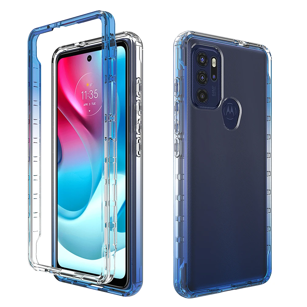 Candy Color Phone Case for Motorola Moto G60s Hybrid Transparent Shockproof Protection Shell 2IN1 Dual Layer Back Cover