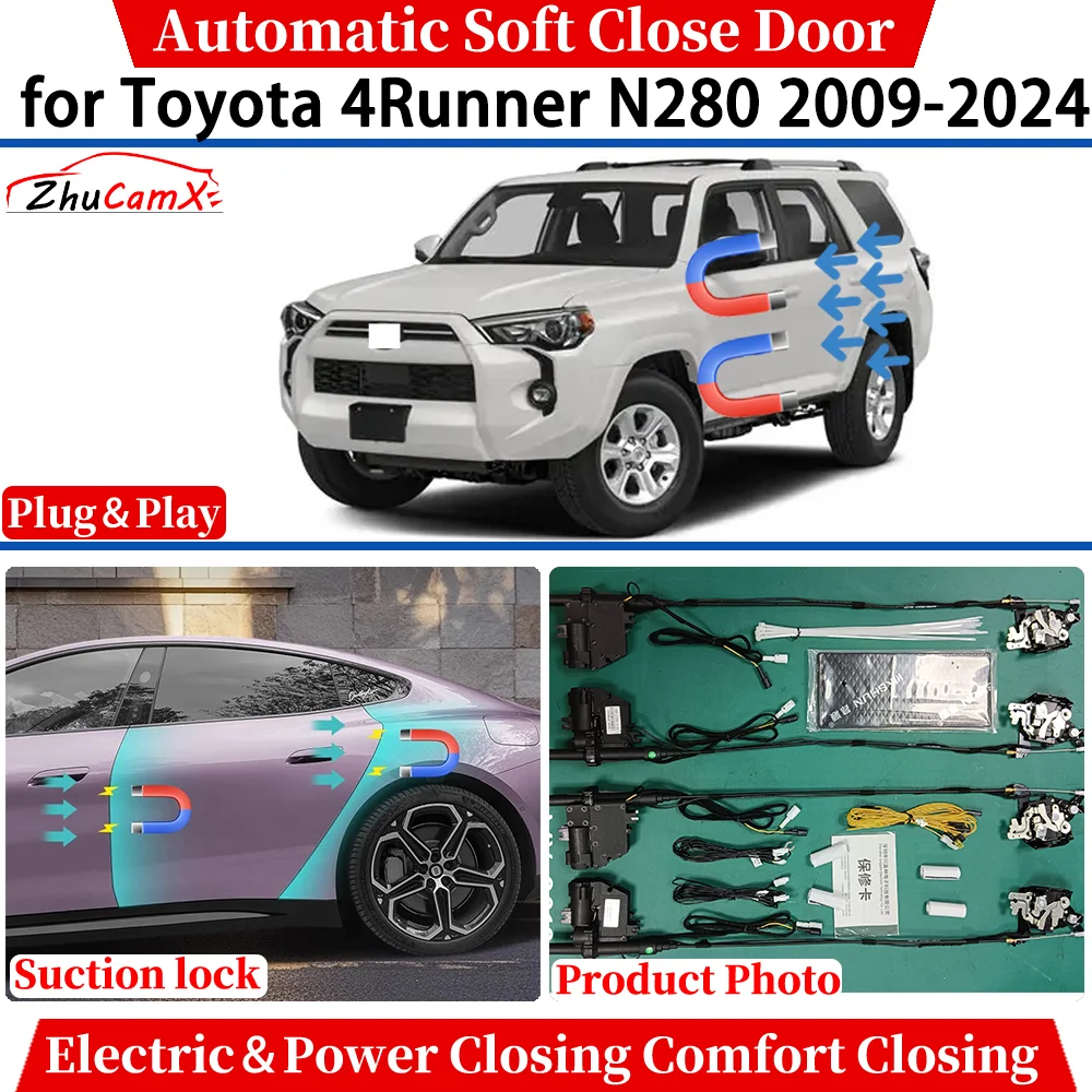 ZhuCamX for Toyota 4Runner N280 2009-2024 Automatic Soft Close Door Electric Power Comfort Closing Suction lock Quiet System