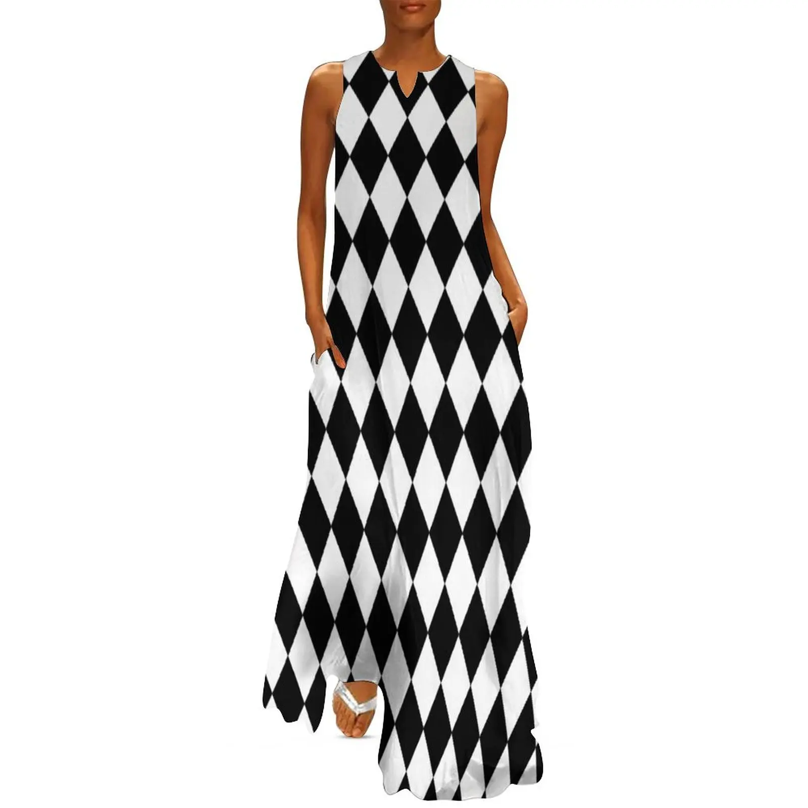 

Black and White Harlequin Pattern Long Dress summer dress for women 2024 dresses for women women"s elegant loose dresses