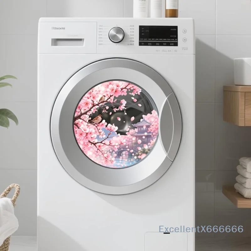 Creative Decorative Wall Sticker Self-Adhesive Fadeless Unique Pattern for Balcony Washing Machine Laundry Room Decoration