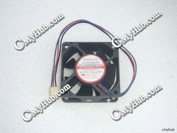 For EVERCOOL EC6025H12CA EC6025H12C DC12V 0.20A 2.40W 6025 6CM 60MM 60X60X25MM 3pin Cooling Fan EC6025H12CA EC6025H12C