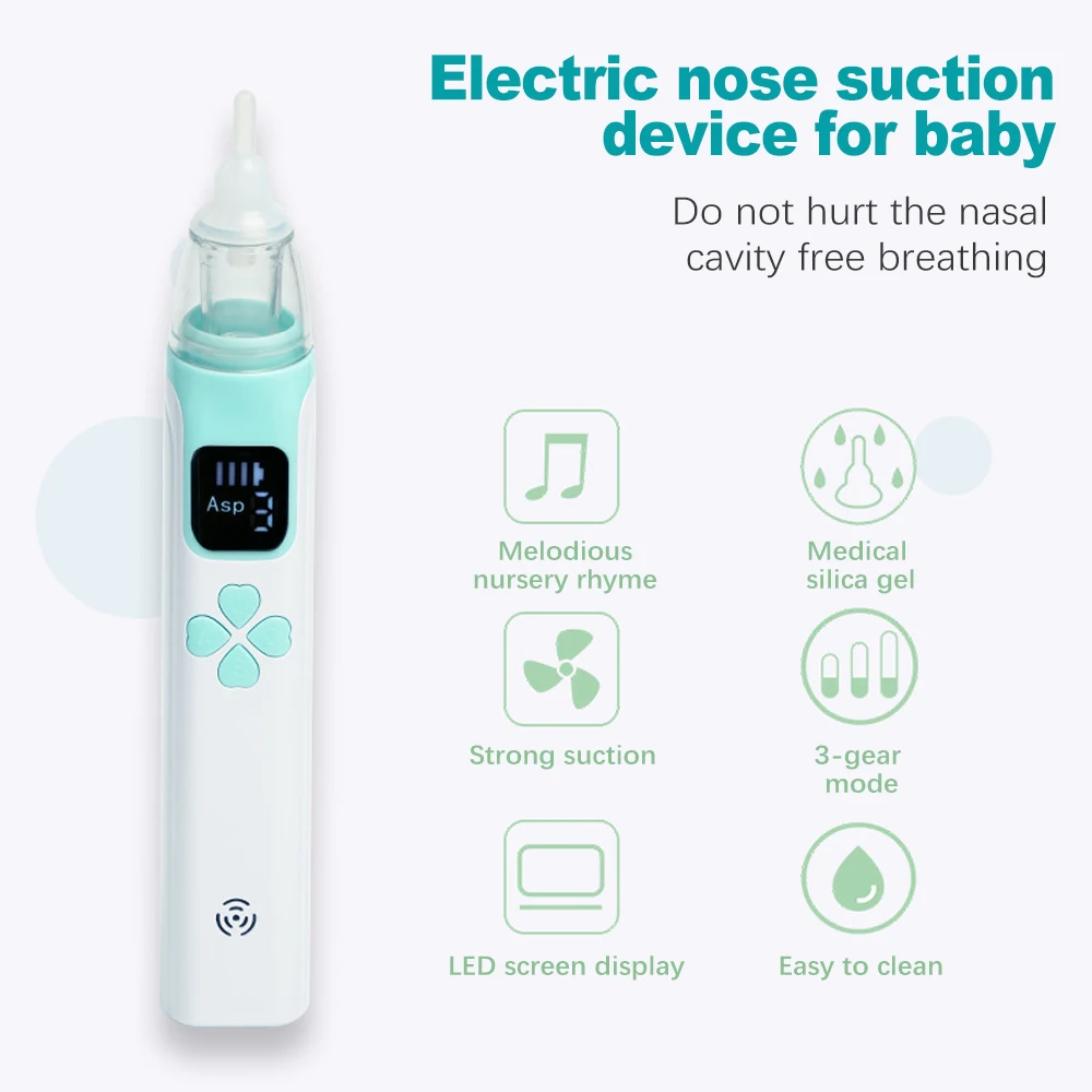 Baby Nasal Aspirator Toddler Electric Nose Aspirator Automatic Nose Cleaner Adjustable Suction Music and Light Soothing Function