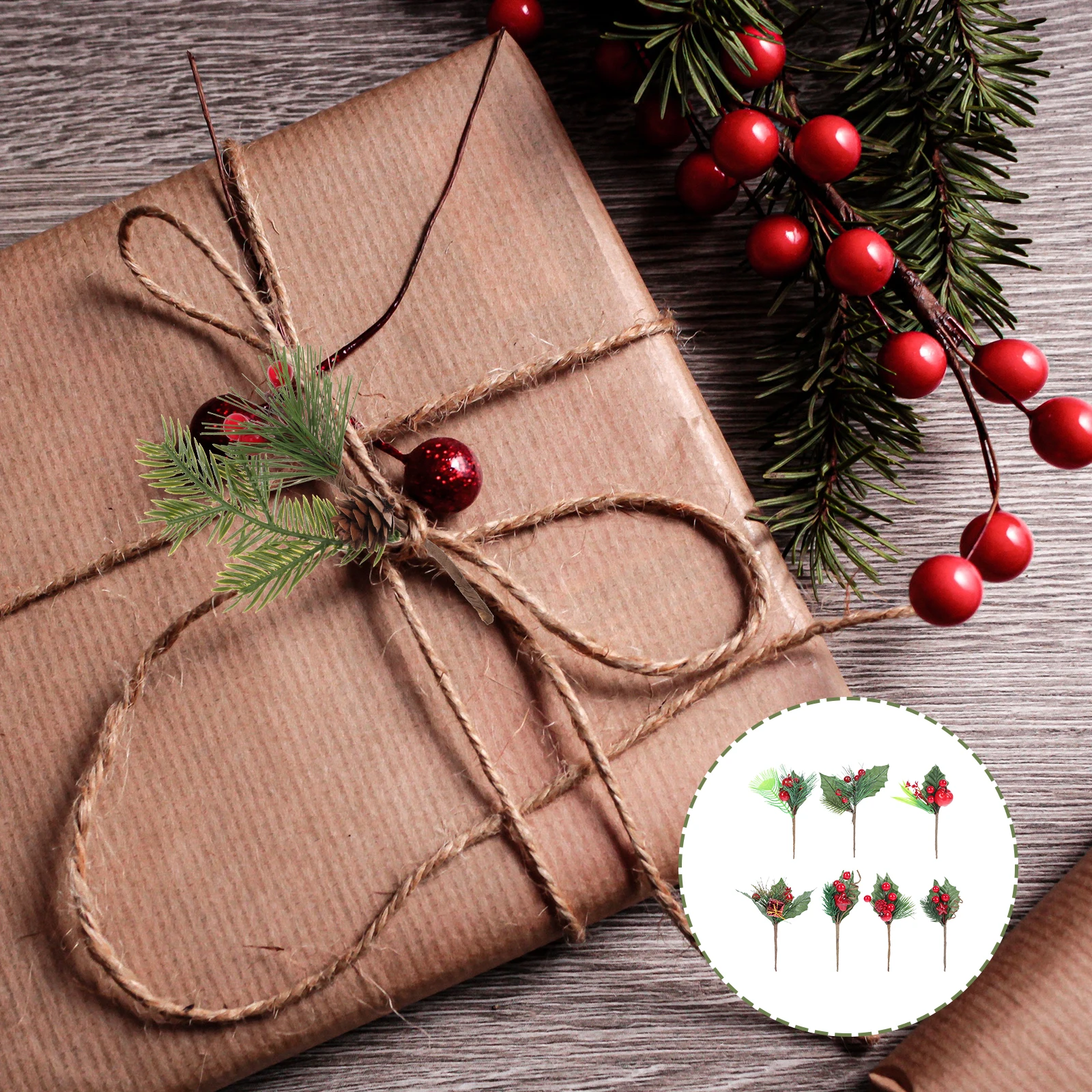 

7 pcs Christmas Simulation Branch Artificial Red Berry Branch Decor For Party Diy Home Decoration Xmas Fake Berry Branches