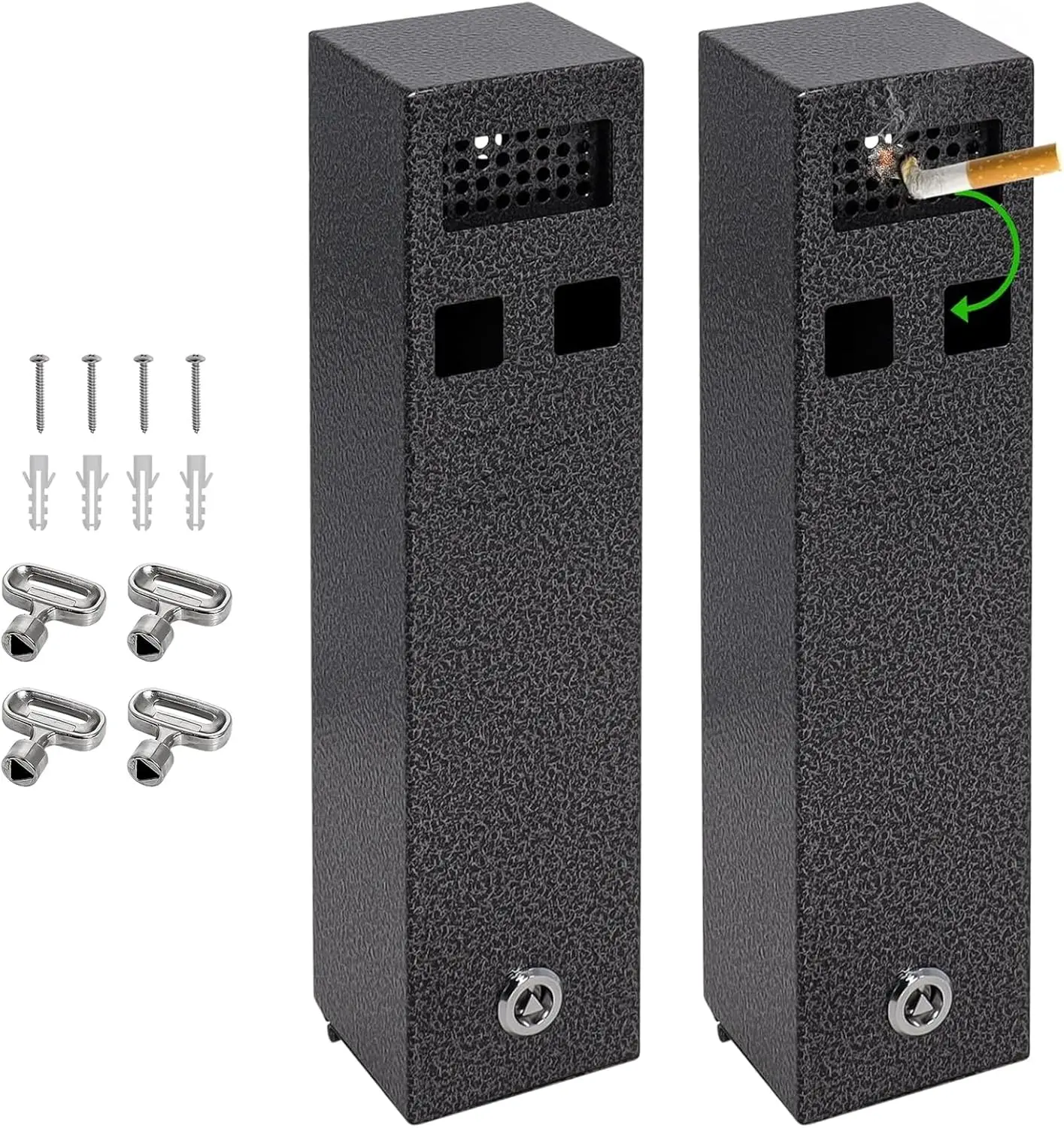 

Уличная настенная пепельница, черный контейнер для окурков для сада, офиса, ресторанов, баров (комплект из 2 шт.)