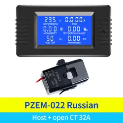 PZEM022 6 w 1 AC 80V-260V 32A 100A amperomierz woltomierz cyfrowy próbnik napięcia miernik współczynnika mocy energii