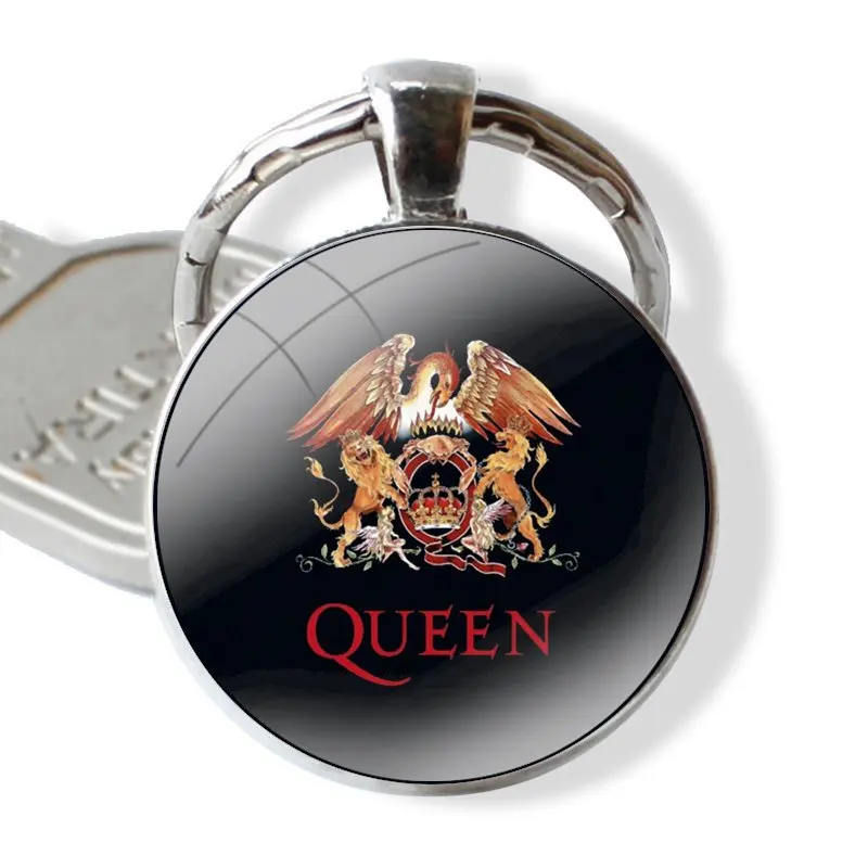 Queen Rock Group Keychain Handmade Glass Cabochon Key Ring Holder Pendant Key Chains