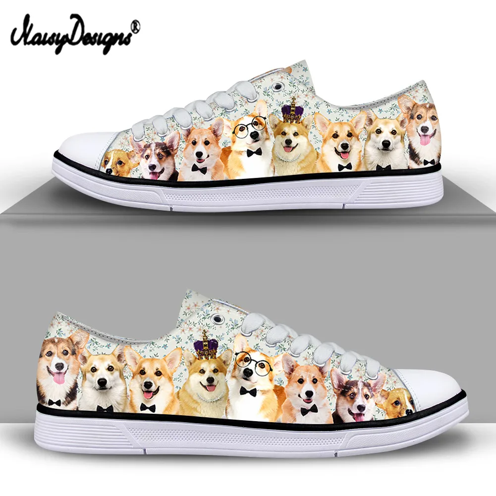 

Noisydesigns Women Canvas Shoes Fashion Summer Cute Animal Corgi Prints Casual Sneakers Student Casual Shoes Low Top Sneakers