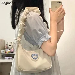 Shoulder Bags Women Nylon Cartoon Rabbit Sweet Lovely Girls All-match Pleated Strap Lace Underarm Zipper Fashion Brand Ins Retro