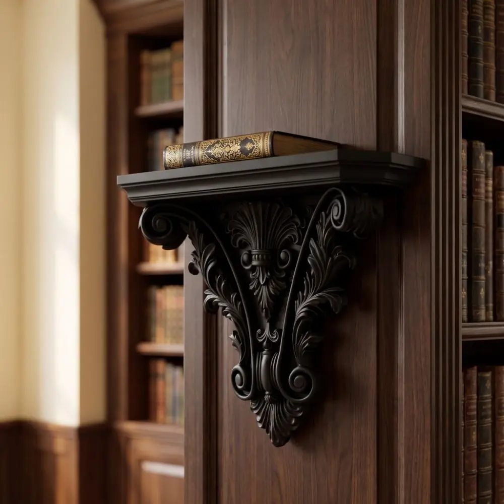 Multi-functional 3D Printing Floating Shelf Carving Unique Gothic Wall Decor Decorative Retro Wall Storage Rack Goth Home Decor