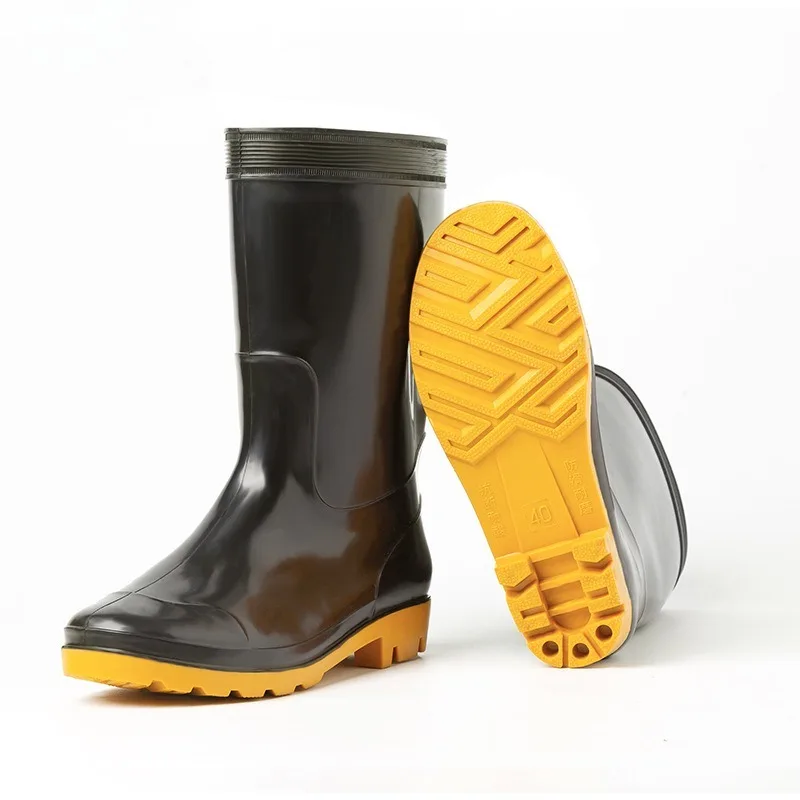Men's Outdoor Safety Shoes Waterproof Non-Slip PVC Rain Boots Wear-Resistant Men's Footwear for Extreme Conditions