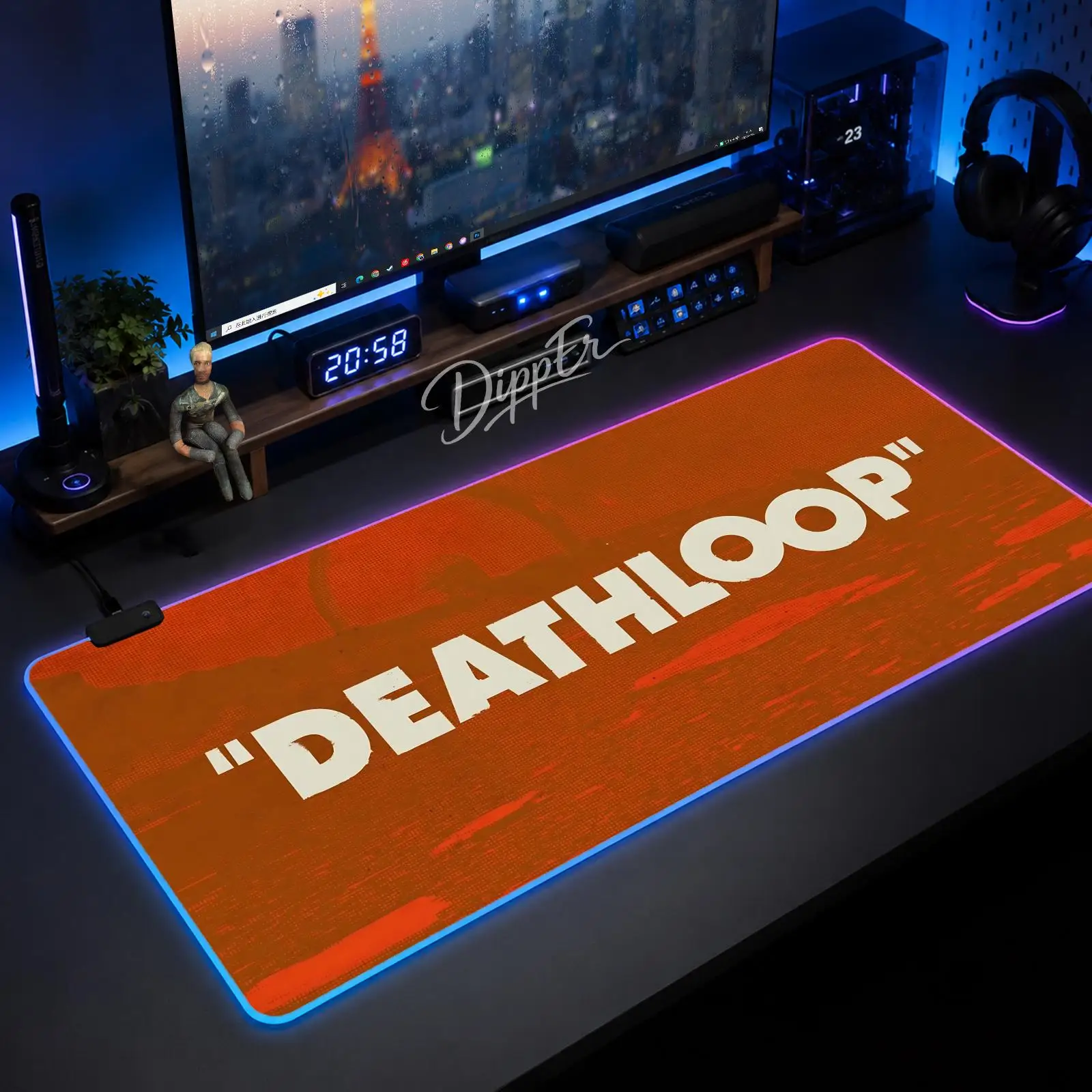 

Game Deathloop Mouse Pad Large Size LED Glowing Table Pad XXL Gaming Non-slip Rubber Mat With Backlight