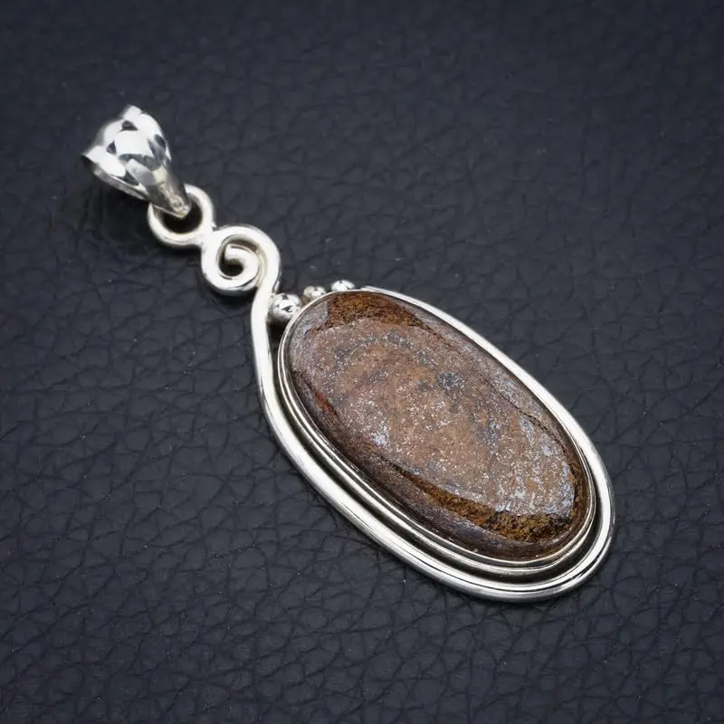 StarGems® Natural Bronzite Handmade 925 Sterling Silver Pendant 2