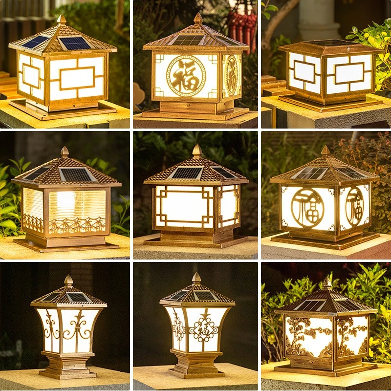 Faro solar de stigma para villa, pared de patio de entrada grande