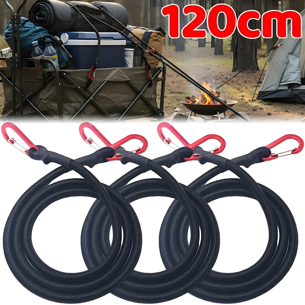 8 مللي متر التعبئة الحبال في الهواء الطلق مطاطا بنجي الحبال مع السنانير الحمراء تمتد خفيفة الوزن للدراجات سيارة الأمتعة حامل سقفي حزام 120 سنتيمتر